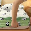 1 Cartoon Cute Plant Flower Panda Printed Matte Fitted Sheet, Bedroom Printed Bed Cover, Bedding (Excluding Pillowcases)