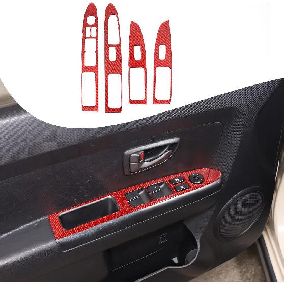 Lcojicep Car Carbon Fiber Sticker Compatible with Kia Soul 2009-2013 Real Red Carbon Fiber Sticker Decal Interior Trim Cover Accessories (Glass