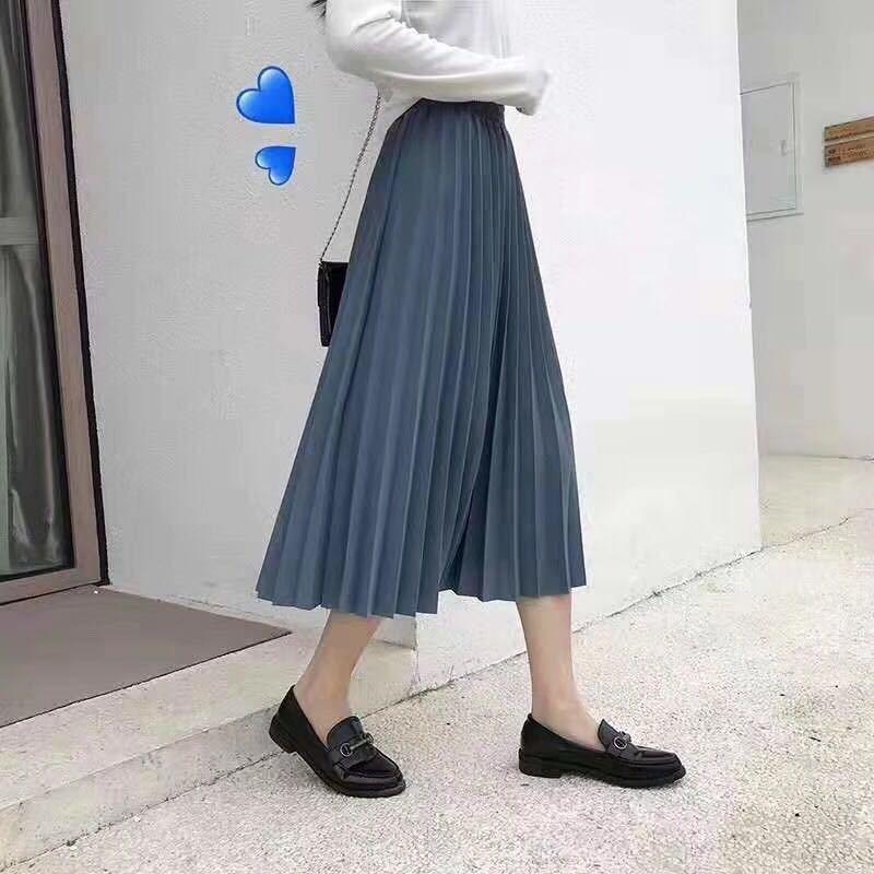 Jupe plissée trapèze élégante pour femmes, longue, décontractée, taille haute, Maxi, printemps été