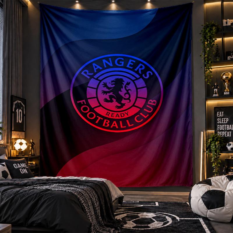 Wandbehang Wandteppich Rangers FC Druck Stoff für Wohnzimmer Schlafzimmer Heimdekoration