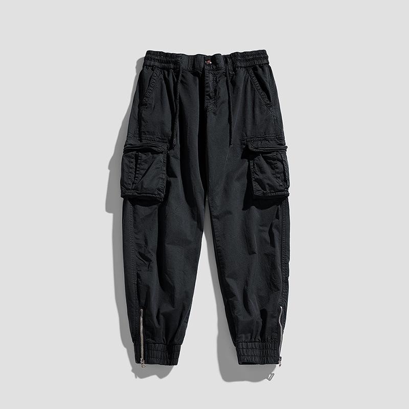 

Retro Overalls Men s Sports Casual Pants Summer Solid Color Leggings Trendy Brand High-end Men s Clothing 28 чёрный