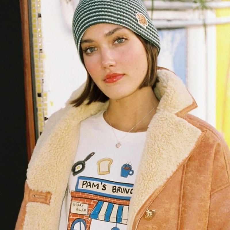 

THE ASHLYNN PAM PATCH STRIPE BEANIE_GREEN GREEN