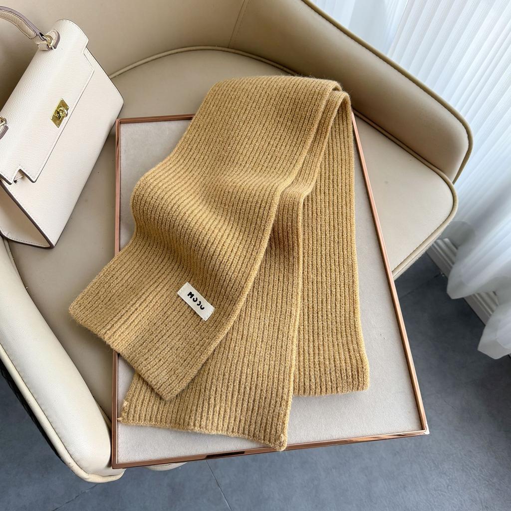 New Autumn and Winter Knitted Scarf Women's Fashion Classic Solid Color Versatile Scarf Simple Korean Version Thickened Warm Small Scarf