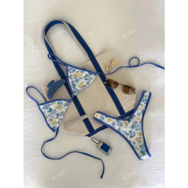 New split swimsuit sexy floral neck strap swimsuit