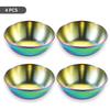 4 Pieces Stainless Steel Sauce Sushi Dishes Spice Vinegar Plates Dipping Bowls Household Tableware Dessert for Dining Hall