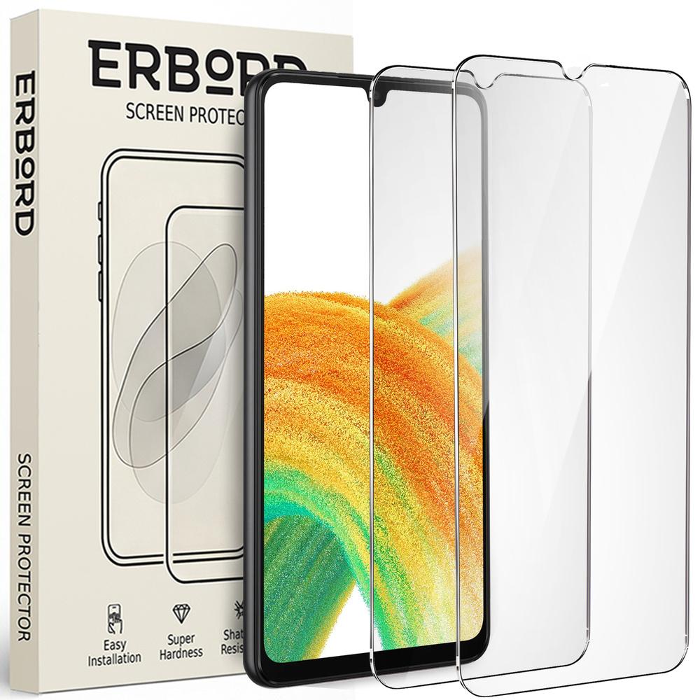 2x Tempered Glass for Samsung Galaxy A33 5G, ERBORD 9H Hard Glass, glass