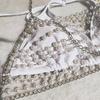 New Pearl Chain Neck Strap Bikini Sexy Swimsuit White Women'S Swimsuit Premium