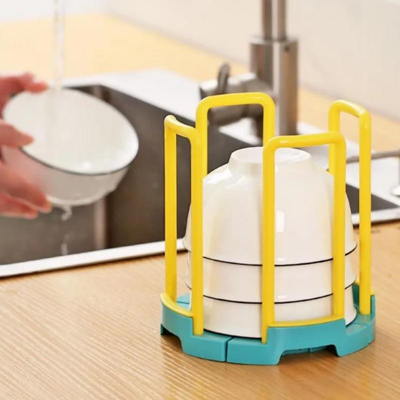 Tableware Storage Rack Expandable Multifunctional Draining Rack Space Saving for Kitchen Cabinet Countertop
