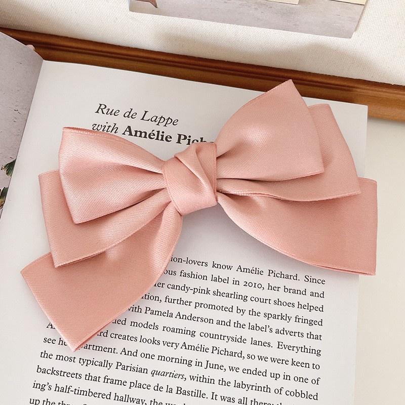 Satin solid color bow hair clip women Korean fashion duckbill clip hair clip hair accessories