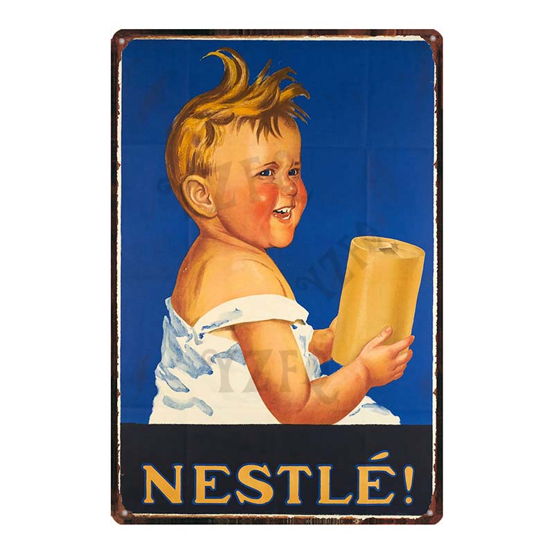 YZFQVintage Affiche Alimentaire Chocolat Métal Rétro Panneaux Candy Bar Plaque Murale Cuisine Maison Restaurant Décoration DU-6822B