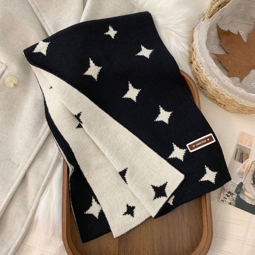 Soft Star Pattern Neckerchief Korean Style Cashmere Knitted Shawl Women Winter Scarf  Autumn Winter