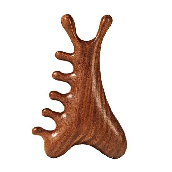 Multi-functional Meridian Massage Comb Sandalwood Scalp Massage Comb Deer Wide Tooth Face Head Body Massager Guasha Scrubber Tool
