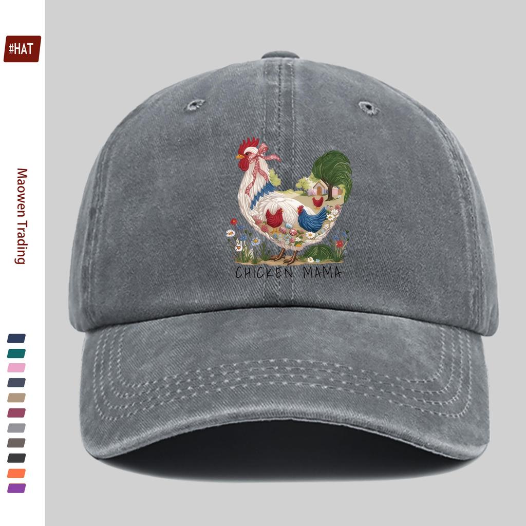 pc Chicken and Floral Print Baseball Cap Casual Design Sun Hat Party Decoration Hat Multiple Colors Available Home Leisure