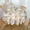 Față de Masă Rotundă Pictată Manual cu Flori în Sticlă, Husă de Masă Impermeabilă pentru Decorarea Petrecerii de Nuntă, Husă pentru Masă de Dining