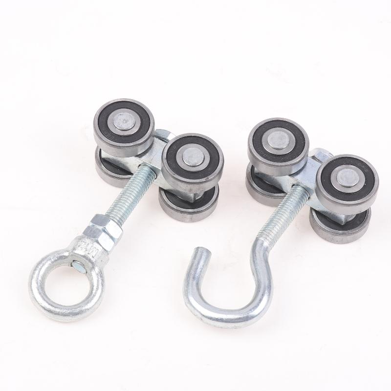 1Pcs Industrial Heavy Duty Sliding Door Hanging Rail Bearing Wheel Iron Pulley M12X80 Steel Tile Roller Wheel Loading 400Kg