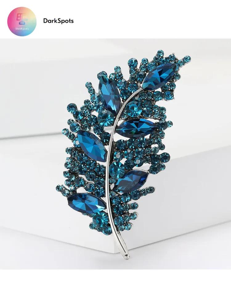 

Diamond-encrusted Leaf Brooch In Blue One Size