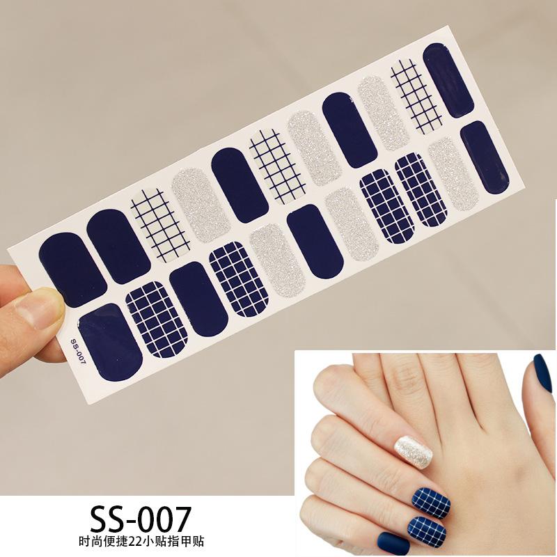 22pcs Sheet Laser Bronzing Full Cover Nail Stickers Long Lasting Tearable Cute Nail Art Wraps Design