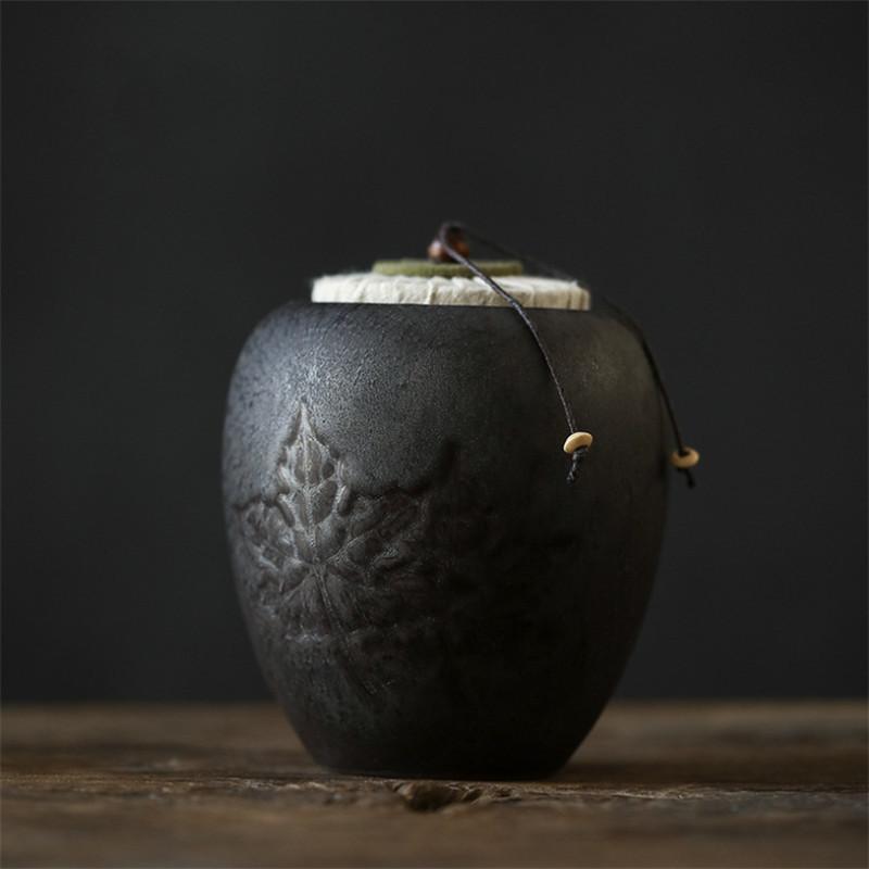 Ceramic Tea Caddies Coarse Pottery Moisture-proof Canisters Sealed Can Storage Tank Food Container
