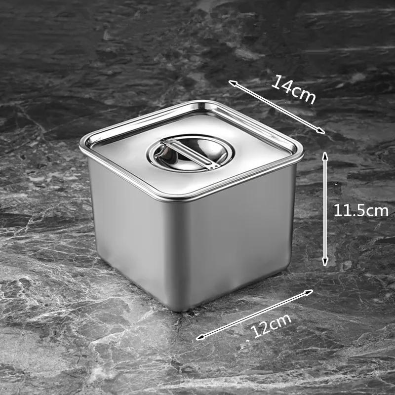Stainless steel square barrel storage seasoning box with cover basin jars and lids spice jars set coriander Scallion oil bottle