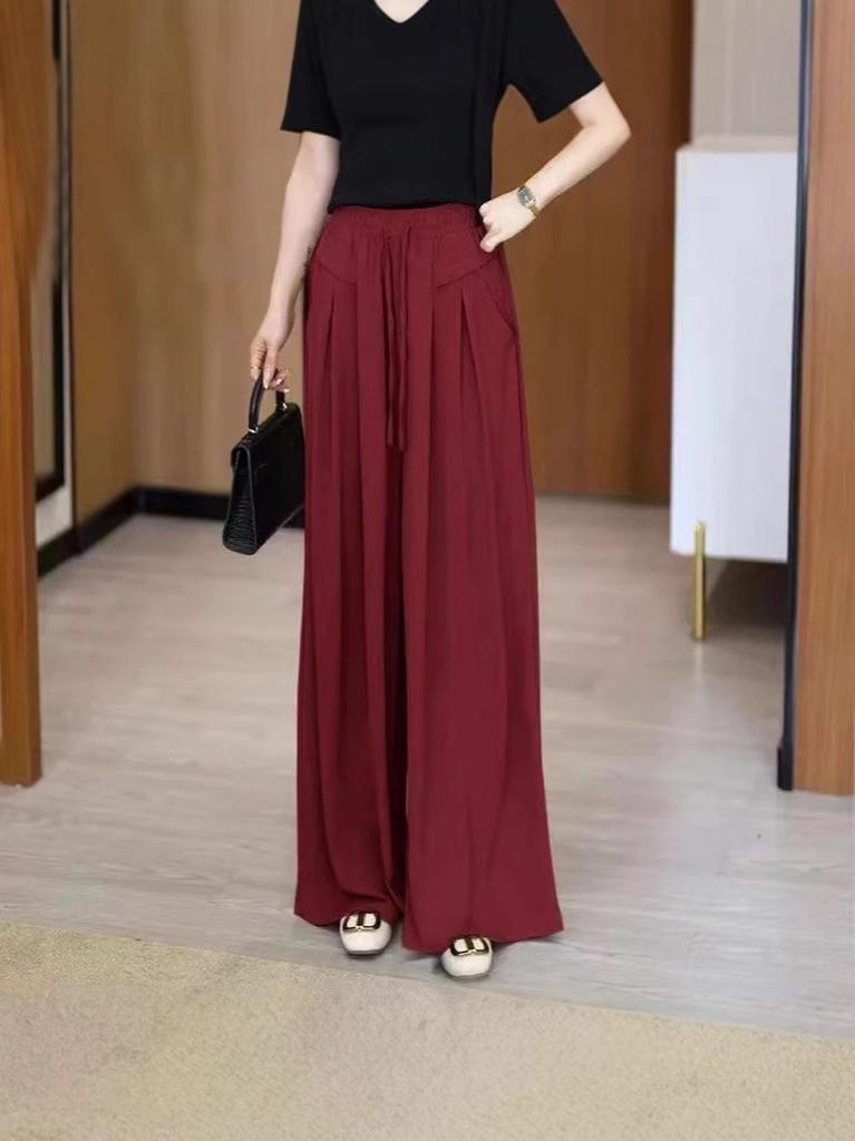 Relaxed Womens Wide Leg Pants With High Waist And Irregular Hem For Casual Spring Wear