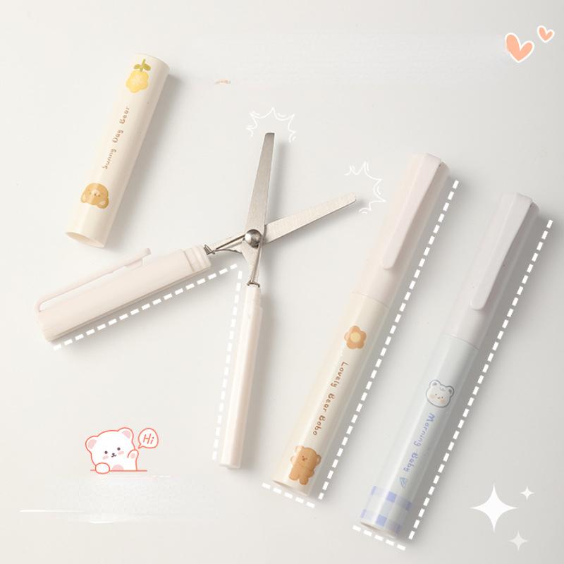 Mini hopfällbar sax Enkelhet Söt tecknad björn Kanin Brevpappersaxar Söt liten bärbar pennstilsax