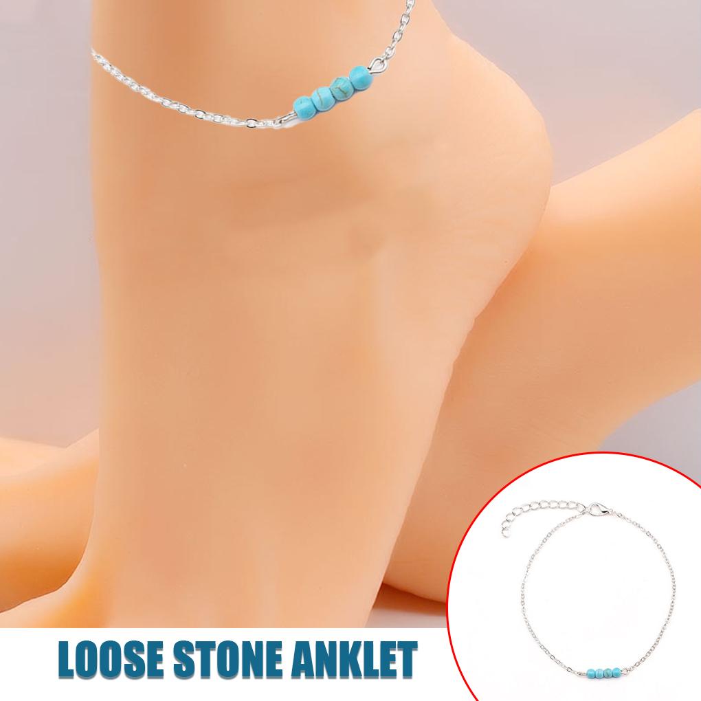 Boho Ankle Bracelets Universal Turquoise Jewelry Wear-resistant Bohemian Style Decorations Valentines Day Anklets for Women Set