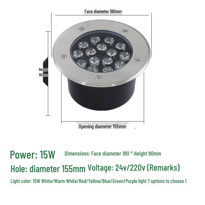 CHNSL 15W Outdoor LED Buried Garden Light