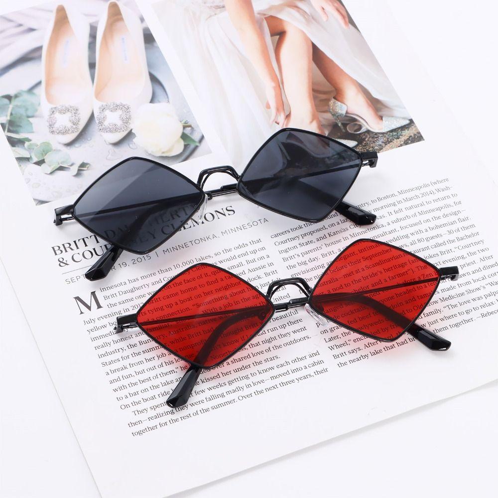 Vintage Metal Small UV Protection Film Diamond Shape Women's Sunglasses Sun Glasses Men's Shades