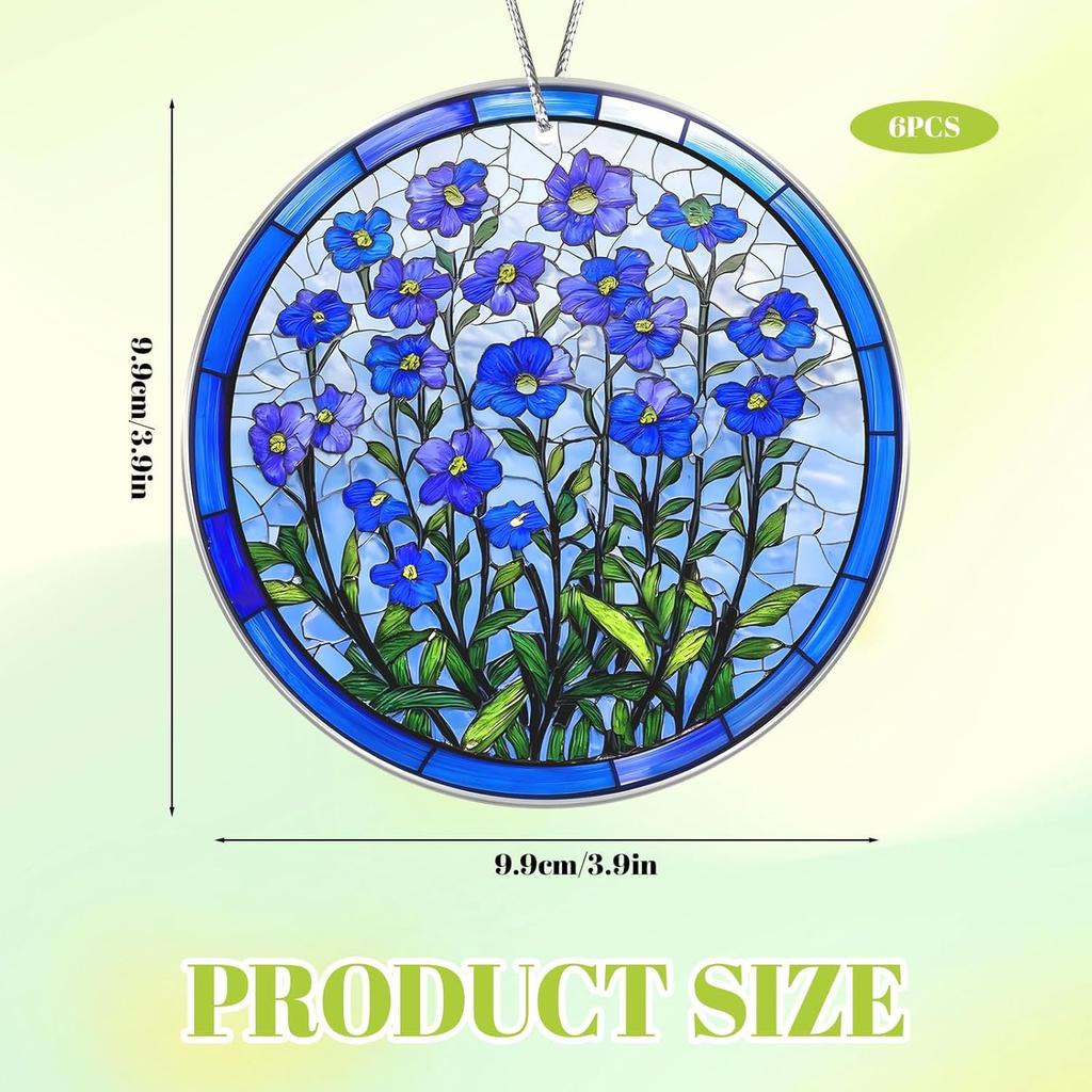 Forget Me Not Stained Glass Window Hanging, Forget Me not Gifts, Sympathy Gift for Loss of Loved One, Memorial Ornament for Window, Blue Floral Decor