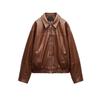 Spring New Women's Clothing French Retro Textured Poly Urethane Leather Fashion Pilot Jacket Outwear 4391859