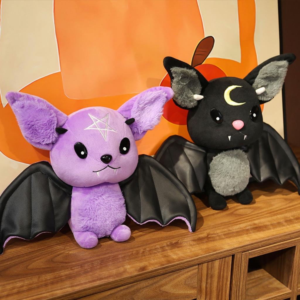 Cute Bat Plush Toy Stuffed Animal With Soft Fluffy Body Big Ears Terrifying Atmosphere Bat Toy Halloween Gift For Kids