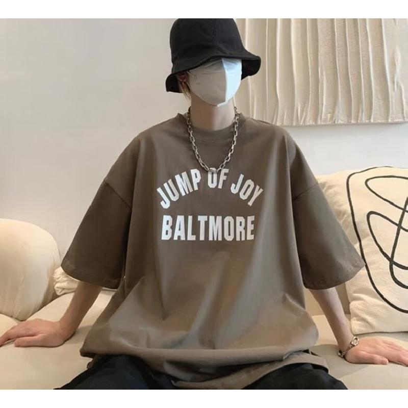 Men T-Shirts Letter Graphic Print Fashion Brand Tees for Men Oversize Tshirts Men Clothing Casual Tee Man Summer Korean Retro