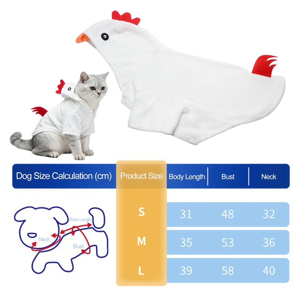 

Dog Chicken Costume Cute Halloween Outfits Small Dog Thanksgiving Costume Suit for Medium Puppy Role Play Home Travel Birthday S белый
