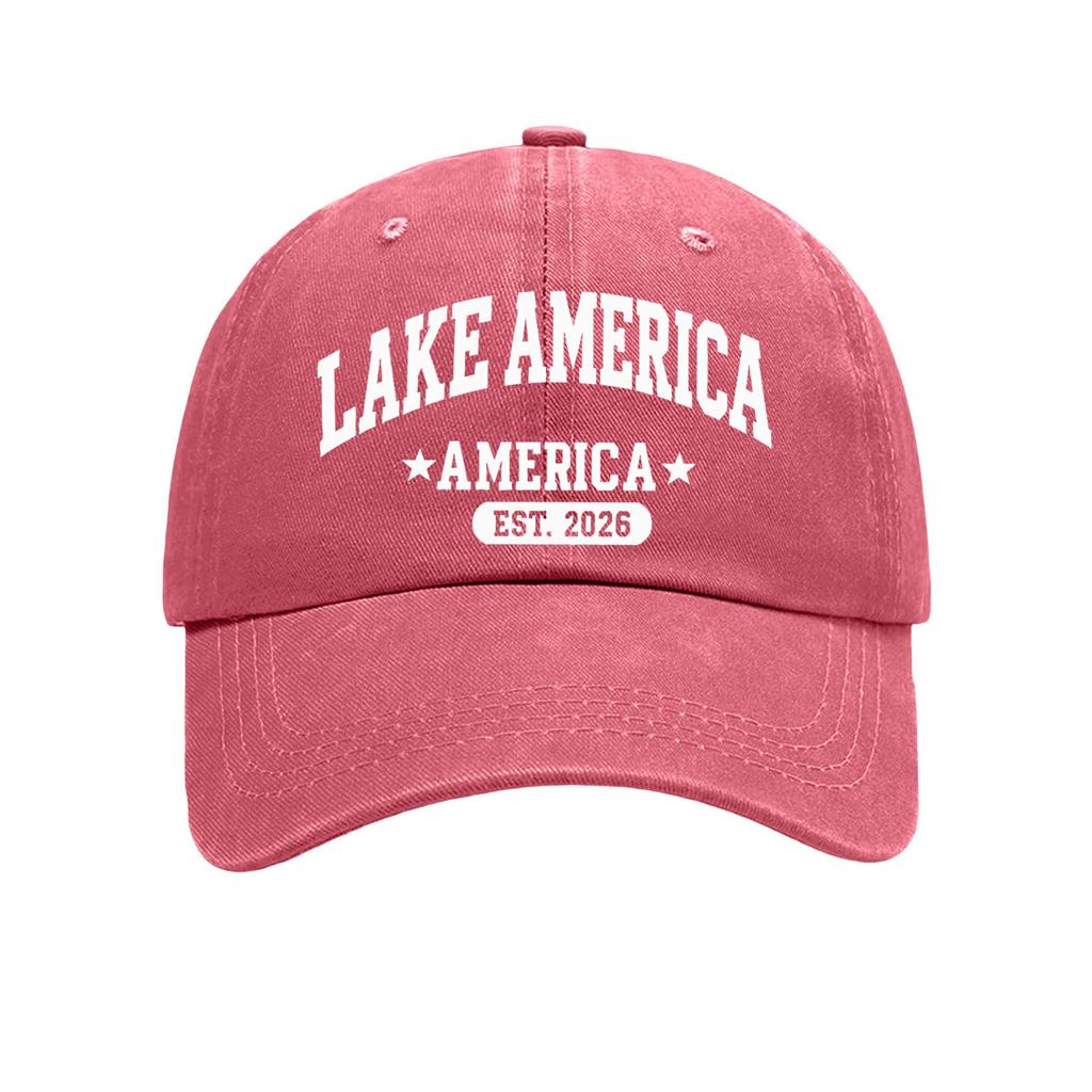 Washed Soft Top Baseball Cap AMERICAS Women's Fashion Printed Curved Brim Outdoor Sun Hat Men