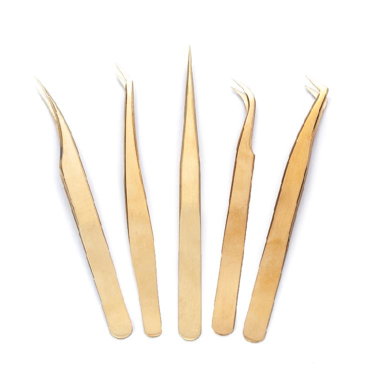 Eyelash Extension Tweezer Gold Lash Applicator Tool Precision Lashes Tweezers