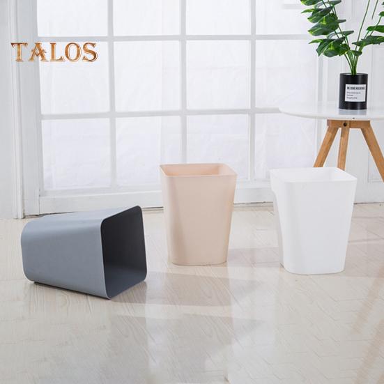 Small Waste Basket Trash Can Large Capacity Solid Color Easy To Clean Indoor Outdoor Plastic Garbage Bin