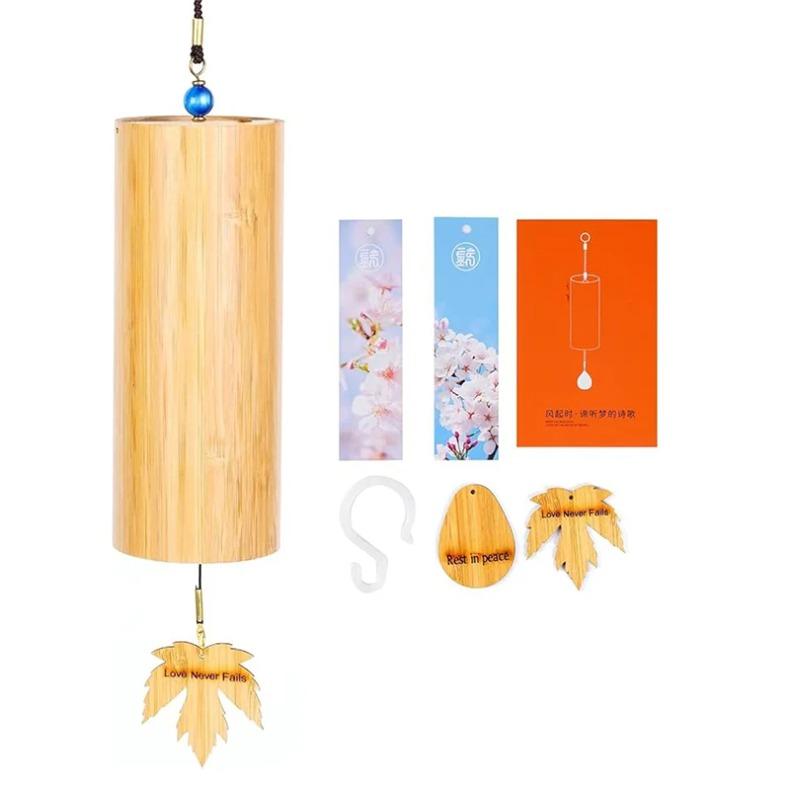Antique Bamboo Wind Chime Yard Pendant Meditation Relaxation Chord Windbell for Outdoor Garden Patio Decorations Pure Handmade