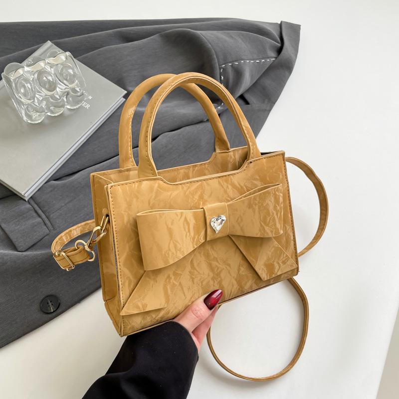 Premium sweet bow bag women's new niche handbag shoulder messenger bag small square bag