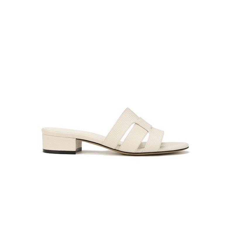 Lizard pattern calfskin thick heel slippers women sandals commuting ol summer