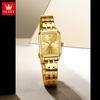 OLEVS Quartz Women's Watches Stainless Steel Square Small Gold Watch for Women Waterproof Auto Date Elegant Ladies Wristwatches