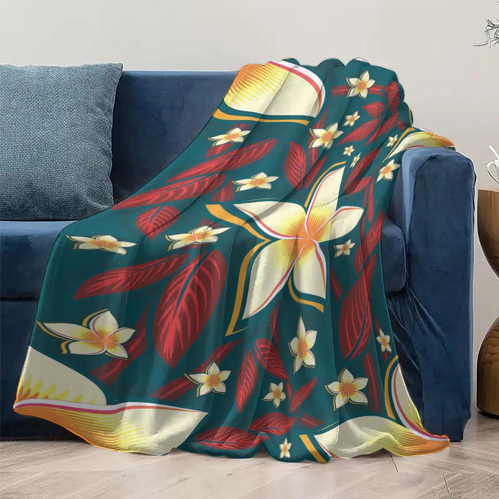 Vibrant Floral Beach Blanket - Tropical Hibiscus Flower Print Sofa Throw Soft Fleece Blanket for Women Men Gift