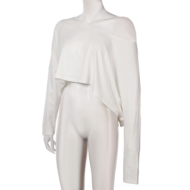 Women's Loose Ice Feeling Long Sleeve One-Shoulder Top - Spring/Summer 2026 Collection