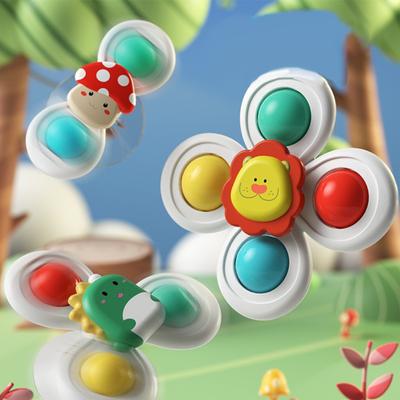 Giocattolo spinner da tavolo da 3 pezzi con ventosa perline integrate Sonagli rotanti colorati Comfort emotivo sensoriale