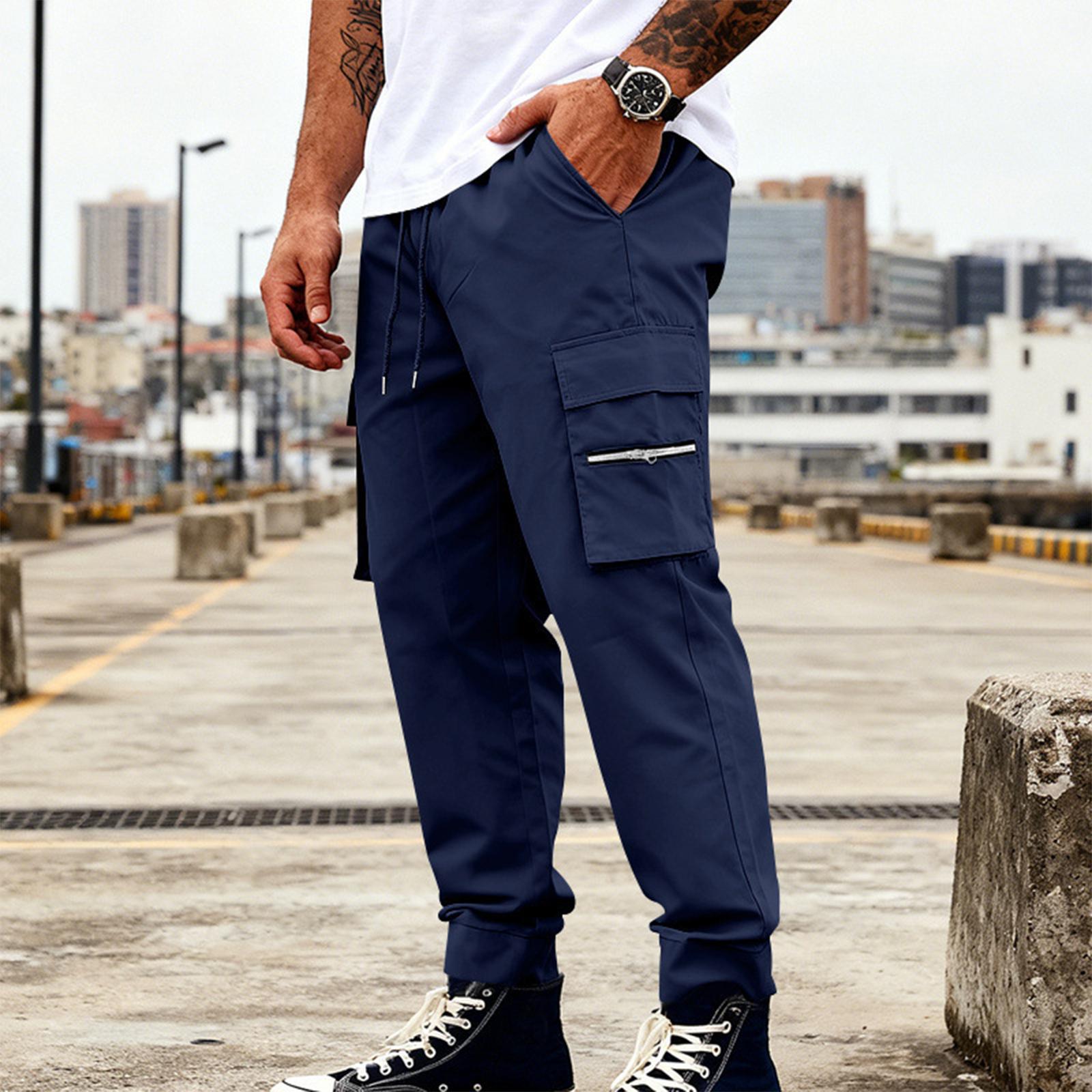 Мужские Ретро Открытый Воздух Отдых Спорт Свободные Тактические Рабочие Много Карманов Брюки XXL
