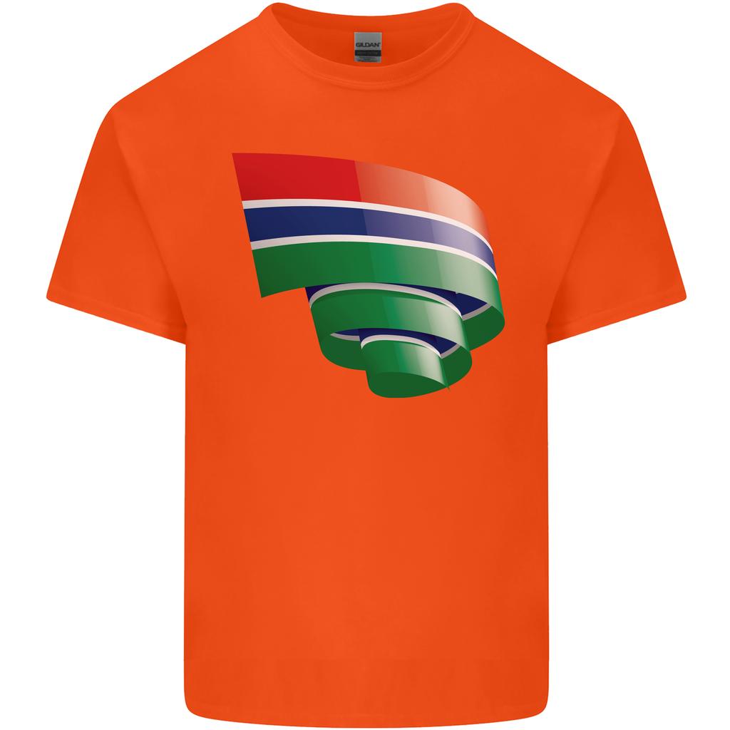 Curled Gambia Flag Gambian Day Football Unisexs Light Cotton Tshirt