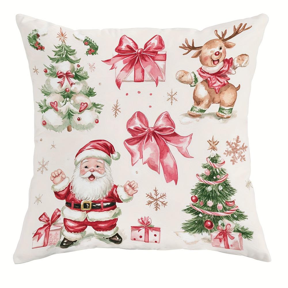Christmas Themed Pillowcases: Santa, Trees, Bows & More for Festive Decor! Sofas, Bedroom Pillow Covers, Holiday Gifts