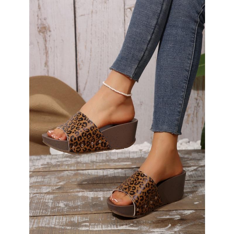 New Fashion Slope Heel Slippers Muffin Thick-bottomed High-heeled Sandals Open-toed Women's Slippers