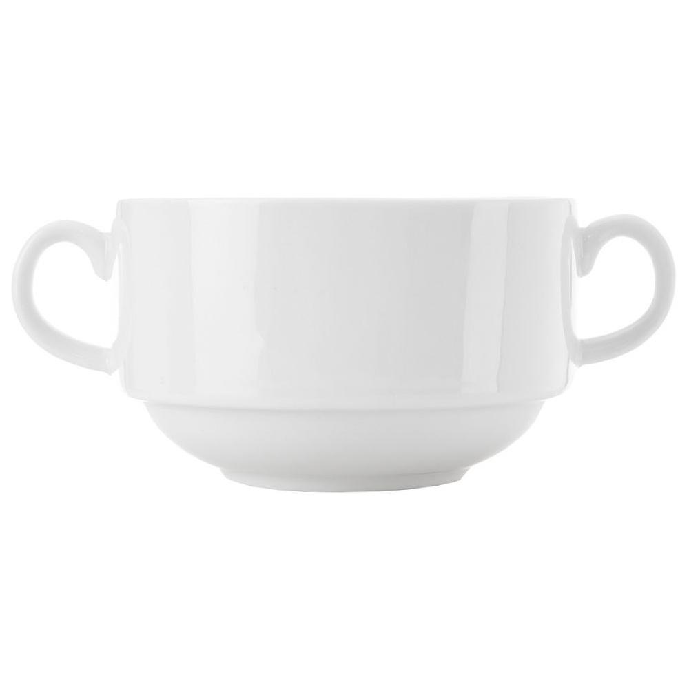 Bouillon Bowl White Bowl for Soup or Goulash with Handles 290 ml