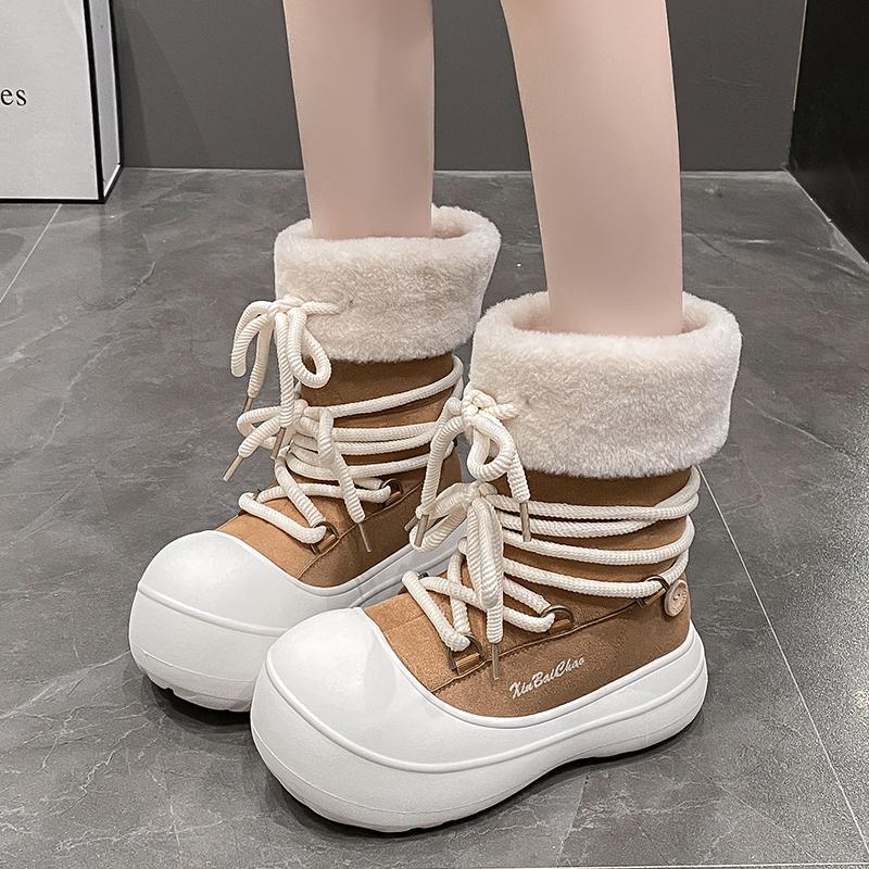 Fashion Snow boots, marlac boots, short hair long leg snow boots, winter style trendy thick-soled boots