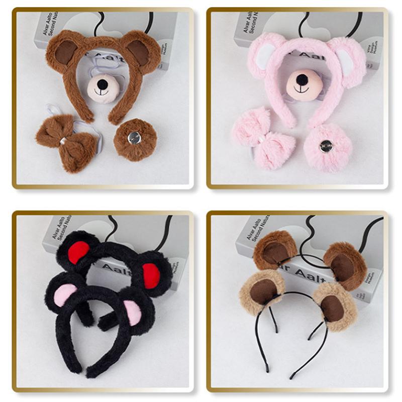Bärenohren-Stirnband für Damen Mädchen Niedliches Bären-Haarband Halloween Weihnachten Kostüm Cosplay Kopfschmuck Cartoon Haar-Accessoires